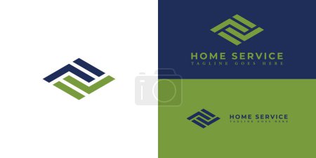 Abstract initial letter FJ or JF logo design symbol graphic idea creative in green blue color isolated on multiple background colors. Abstract letter FJ logo applied for home service logo icon design