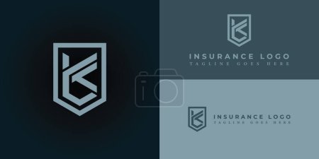 Abstract Modern logo template or icon letter KL or LK in soft blue color isolated on multiple backgrounds. Abstract letter KL logo applied for claim insurance company logo design inspiration template