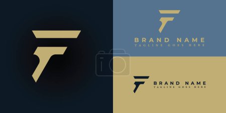Abstract initial letter FT or TF logo design vector graphic idea creative in gold color isolated on multiple background colors. The logo is applied for gym sports business logo icon design inspiration