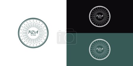 Vintage Retro Initial Letter Pizza Pizzeria Logo in tiefgrüner Farbe isoliert auf mehreren Hintergrundfarben. Das Logo eignet sich für Lebensmittel-und Restaurant-Ikone Logo Design-Inspirationsvorlage