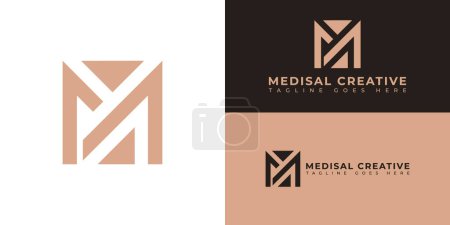 Abstract initial letter M or MM in luxury soft gold color isolated on multiple background colors. The logo is suitable for the architecture design studio company logo icon design inspiration template