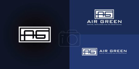 Abstrakter Anfangsbuchstabe AG oder GA-Logo in weißer Farbe isoliert auf mehreren blauen Hintergrundfarben. Das Logo eignet sich für Heizung, Lüftung und Klimaanlage Business-Logo Design-Inspiration