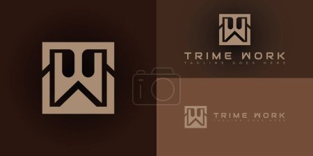 abstrakte quadratische Anfangsbuchstaben TW oder WT Logo in Goldfarbe isoliert auf mehreren Hintergrundfarben. Das Logo eignet sich für LKW-Teile und Transportunternehmen Logo Design Inspirationsvorlage