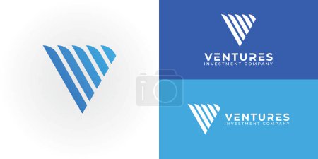 Abstract initial triangle letter V or VV logo in blue color isolated on multiple background colors. The logo is suitable for business and consulting investment company logo icon design inspiration