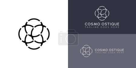 Abstract initial circle letter CO or OC logo in black color isolated on multiple background colors. The logo is suitable for high-end beauty and retail brand logo icon design inspiration templates.