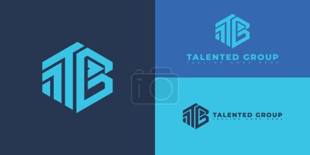 Abstract initial letter TG or GT logo in blue cyan color isolated on multiple blue background colors. The logo is suitable for staffing and recruiting company logo icons to design inspiration template