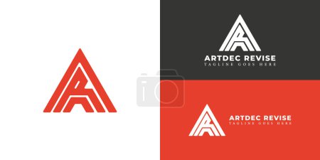 Abstract initial triangle letter AR or RA logo in red color isolated on multiple background colors. The logo is suitable for property and construction company logo icons to design inspiration template