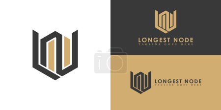 Abstract initial hexagon letter LN or NL logo in black and gold color isolated on multiple background colors. The logo is suitable for business and consulting company logo icons to design inspiration