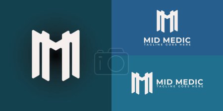 Logotipo de letra inicial abstracta M o MM en color blanco aislado sobre múltiples colores de fondo. El logotipo es adecuado para que los iconos del logotipo de la oficina del médico de conserjería diseñen plantillas de inspiración.