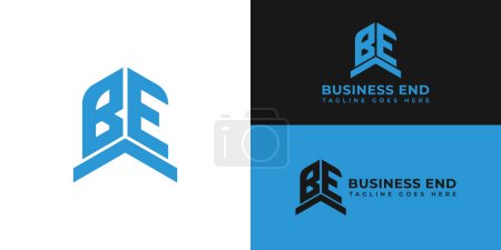 Abstract initial letter BE or EB logo in blue color isolated on multiple background colors. The logo is suitable for business and consulting company logo icons to design inspiration templates.