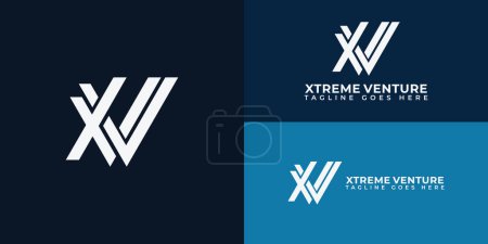 Abstract initial letter XV or VX logo in white color isolated on multiple background colors. The logo is suitable for sports extreme business logo icons to design inspiration templates.