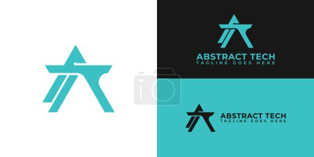 Abstract initial triangle letter AT or TA logo in blue color isolated on multiple background colors. The logo is suitable for technology consulting services logo icons to design inspiration templates.