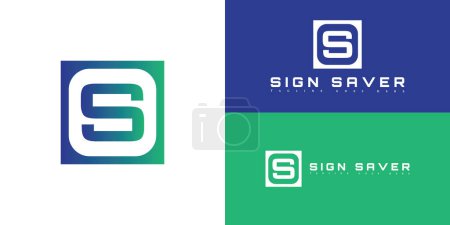 Abstract initial square letter S or SS logo in blue-green color isolated on multiple background colors. The logo is suitable for business and technology company icon logo design inspiration templates.