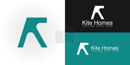 Letra inicial abstracta Logotipo KH o HK en color verde aislado sobre múltiples colores de fondo. El logotipo es adecuado para la construcción y la empresa inmobiliaria icono logotipo diseño inspiración plantillas.