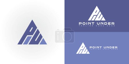 Abstract initial triangle letter PU or UP logo in sporty purple color isolated on multiple background colors. The logo is suitable for aport apparel brand icon logo design inspiration templates.