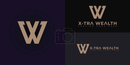 Abstract initial letter XW or WX logo in luxury gold color isolated on multiple background colors. The logo is suitable for property and construction company icon logo design inspiration templates.