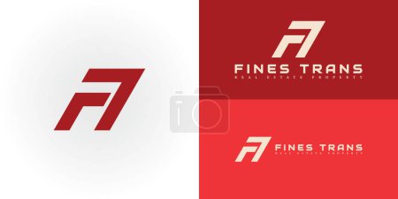 Résumé lettre initiale FT ou TF logo en couleur rouge isolé sur plusieurs couleurs d'arrière-plan. Le logo convient aux modèles d'inspiration de conception de logo d'icône de services commerciaux de sport et de transport.