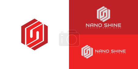Abstract initial hexagon letter NS or SN logo in white color isolated on multiple background colors. The logo is suitable for auto detailing supplies company icon logo design inspiration templates.