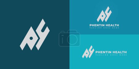 Abstract initial letter PH or HP logo in solid white color isolated on multiple background colors. The logo is suitable for healthcare company logo design inspiration templates.