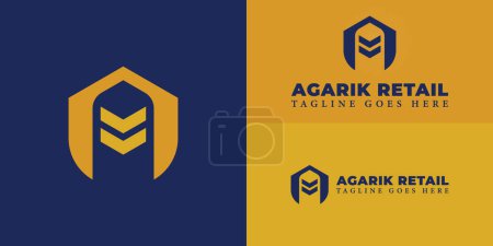 Abstract initial bold letter AR or RA logo in yellow color isolated on multiple background colors. The logo is suitable for retail business service company logo design inspiration templates.