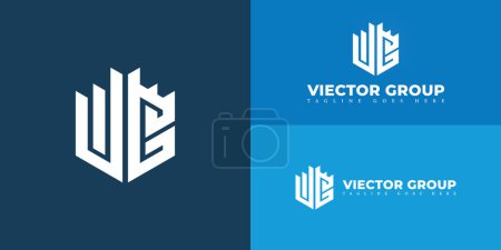 Abstract initial hexagon letter VG or GV logo in white color isolated on multiple background colors. The logo is suitable for private equity group company logo design inspiration templates.