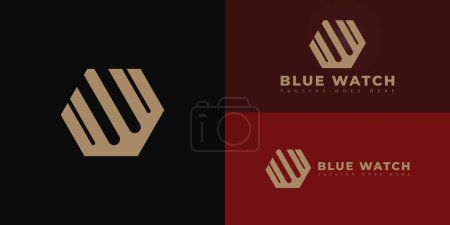 Abstract initial hexagon letter BW or WB logo in luxury gold color isolated on multiple background colors. The logo is suitable for watch repairing business logo design inspiration templates.