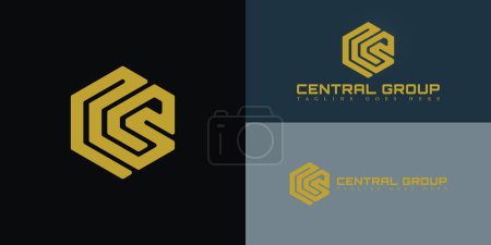 Abstract initial hexagon letter CG or GC logo in luxury gold color isolated on multiple background colors. The logo is suitable for commercial construction company logo design inspiration templates.