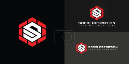 Abstract initial hexagon letter SO or OS logo in red-white color isolated on multiple background colors. The logo is suitable for social media business production logo design inspiration templates.