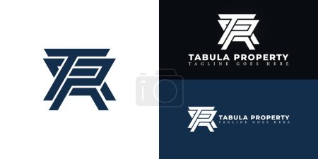 Abstract initial letter TP or PT logo in deep blue color isolated on multiple background colors. The logo is suitable for luxury real estate agency company logo design inspiration templates.