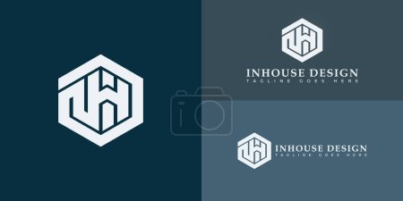 Abstraktes Anfangsbuchstaben-Sechseck IH oder HI-Logo in durchgehender weißer Farbe, isoliert auf mehreren Hintergrundfarben. Das Logo eignet sich für Design-Builder Firma Logo Design Inspirationsvorlagen.
