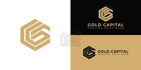 Letras hexágono iniciales abstractas logotipo GC o CG en color oro aislado en múltiples colores de fondo. El logotipo es adecuado para plantillas de inspiración de diseño de logotipo de empresa financiera y contable.