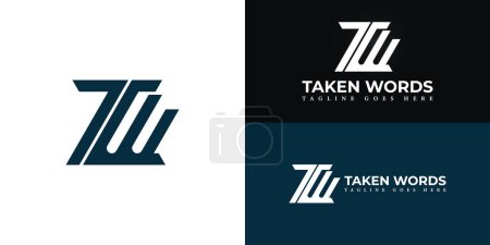Abstract initial line letters TW or WT logo in deep blue color isolated on multiple background colors. The logo is suitable for freelance translator logo design inspiration templates.