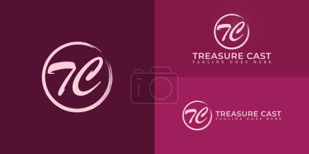 Cercle initial abstrait lettres TC ou CT logo en couleur rose doux isolé sur plusieurs couleurs de fond. Le logo convient à la beauté et à la mode logo de marque vectoriel design illustration inspiration