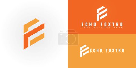 Letras hexágono iniciales abstractas logotipo EF o FE en color naranja aislado en múltiples colores de fondo. El logotipo es adecuado para la empresa de construcción logo vector diseño ilustración inspiración