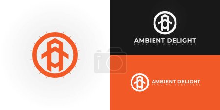 Abstraites initiales lettres cercle AD ou DA logo en couleur orange isolé sur plusieurs couleurs d'arrière-plan. Le logo convient aux modèles d'inspiration d'illustration de conception vectorielle de logo d'entreprise d'éclairage extérieur.