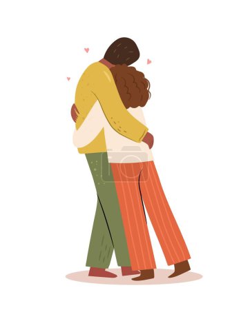 Ilustración de Pareja afroamericana abrazándose en el amor aislado. Ilustración vectorial - Imagen libre de derechos
