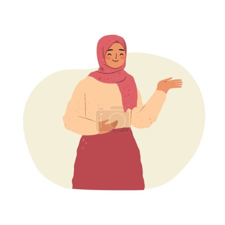 Hand drawn woman is showing OK sign with hand gesture. Vector illustration