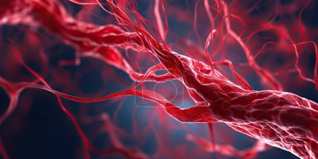 Foto de Vasos sanguíneos. Capilar, sistema circulatorio. Venas y arterias. Abstracción. IA generativa. - Imagen libre de derechos