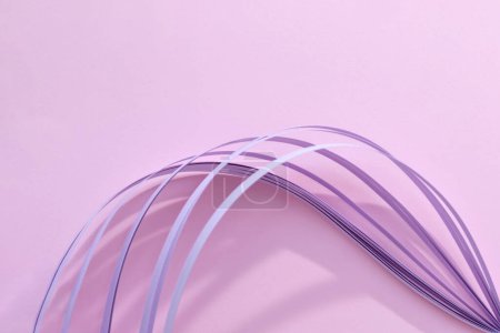 Photo for Dynamic wave shape colorful stripes pattern, a pastel candy pink and purple gradient abstract background, barbiecore trend design, creative art - Royalty Free Image