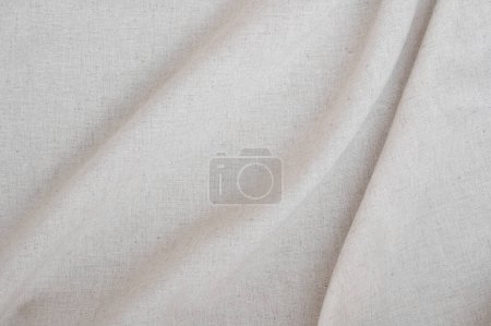 Photo for Aesthetic neutral beige background, soft blurry linen fabric texture with abstract folds and natural shadows, minimalist business branding or wedding design template. - Royalty Free Image