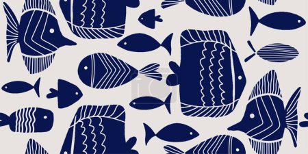 Ilustración de Patrón sin costura de peces ornamentales.Vector - Imagen libre de derechos
