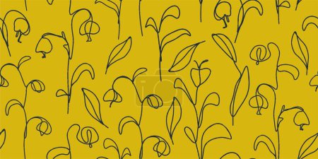 Illustration for Modern floral with flowers print. Seamless pattern. Hand drawn style. - Royalty Free Image