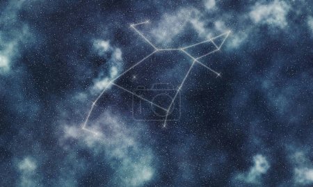 Photo for Perseus Star Constellation, Night Sky, Constellation Lines Hero - Royalty Free Image