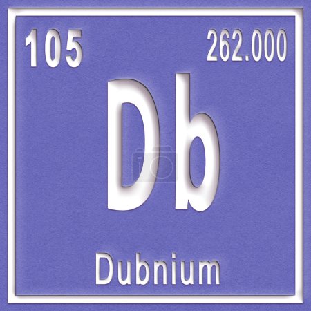 Photo for Dubnium chemical element, Sign with atomic number and atomic weight, Periodic Table Element - Royalty Free Image