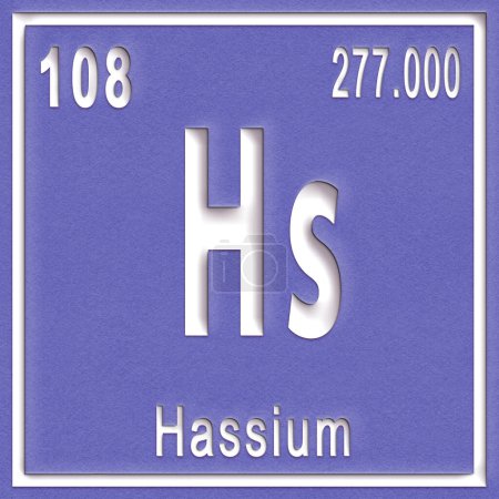 Photo for Hassium chemical element, Sign with atomic number and atomic weight, Periodic Table Element - Royalty Free Image