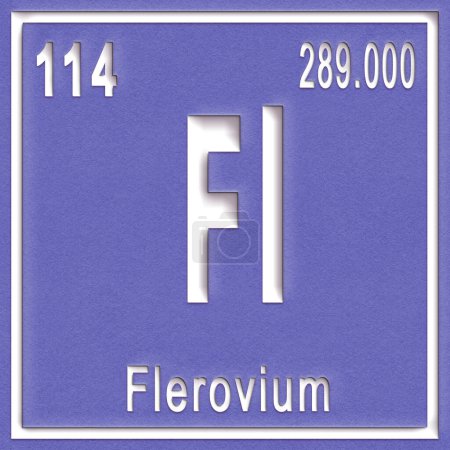 Téléchargez les photos : Flerovium élément chimique, signe avec le numéro atomique et le poids atomique, élément de tableau périodique - en image libre de droit