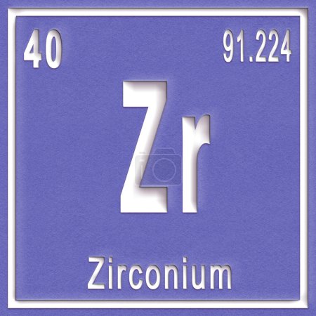 Photo for Zirconium chemical element, Sign with atomic number and atomic weight, Periodic Table Element - Royalty Free Image