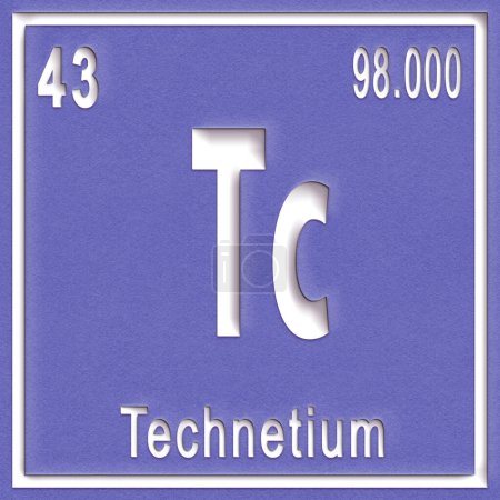 Foto de Elemento químico de tecnecio, signo con número atómico y peso atómico, elemento de tabla periódica - Imagen libre de derechos