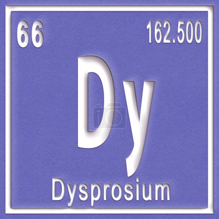 Foto de Disprosio elemento químico, signo con número atómico y peso atómico, elemento de tabla periódica - Imagen libre de derechos