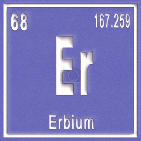 Foto de Elemento químico de erbio, signo con número atómico y peso atómico, elemento de tabla periódica - Imagen libre de derechos